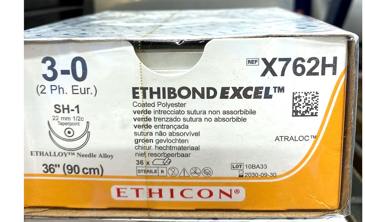 X762H - ETHICON - Green Braided Polyester, Nonabsorbable Surgical Suture, (BX/36)