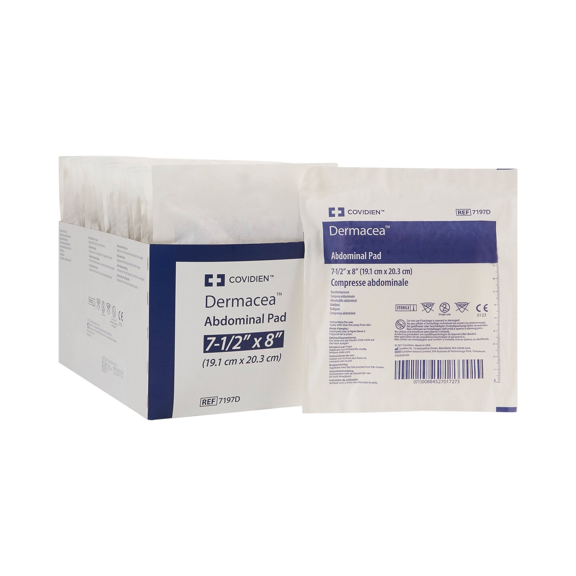 566396 - Derma - Dermacea Abdominal Pad 7-1/2 X 8 Inch Sterile 1 per Pack, 7197D, Pack of 1, (EA)