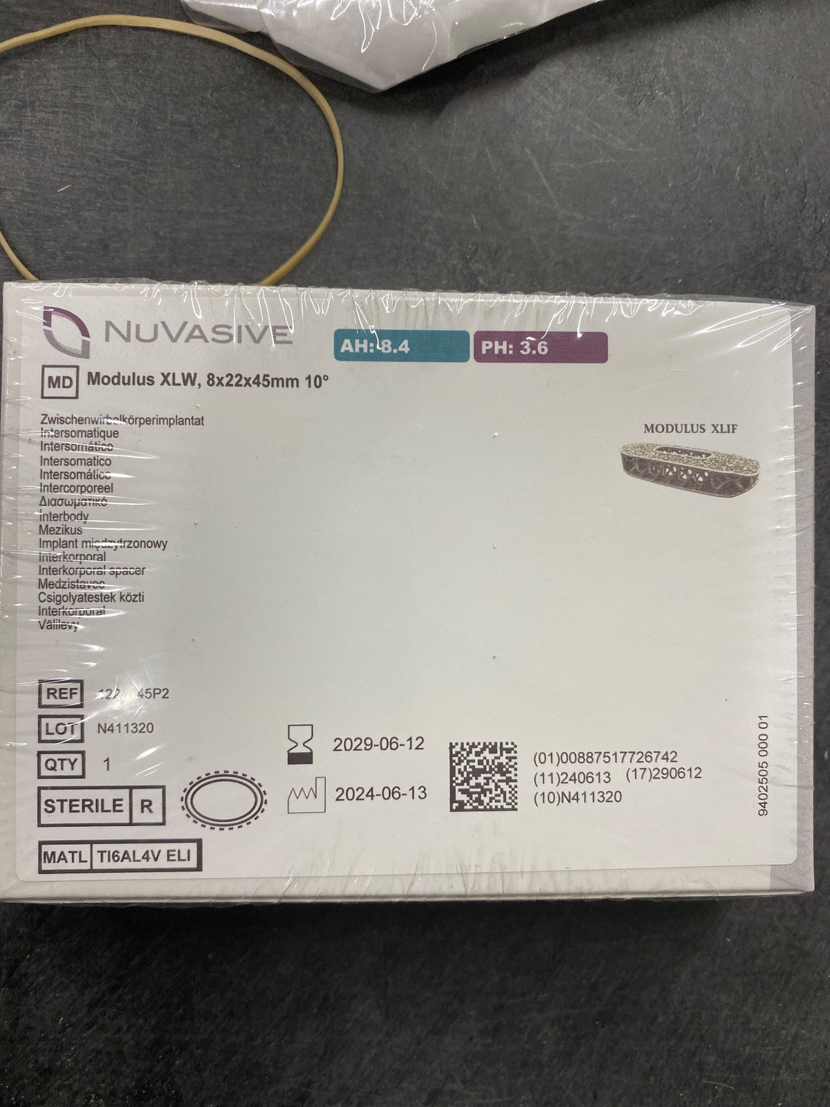 1221845P2 - NUVASIVE - Modulus XLW, 8x22x45mm 10 °, (BX/1)