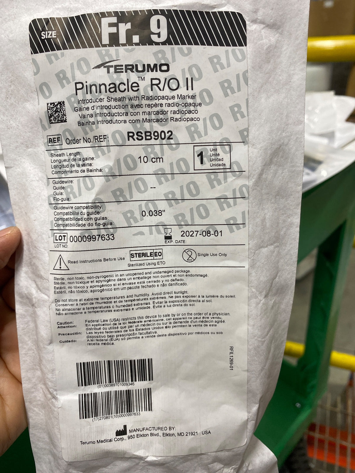 RSB902 - TERUMO - PINNACLE R/O II Introducer Sheath with Radiopaque Marker, (EA/1)