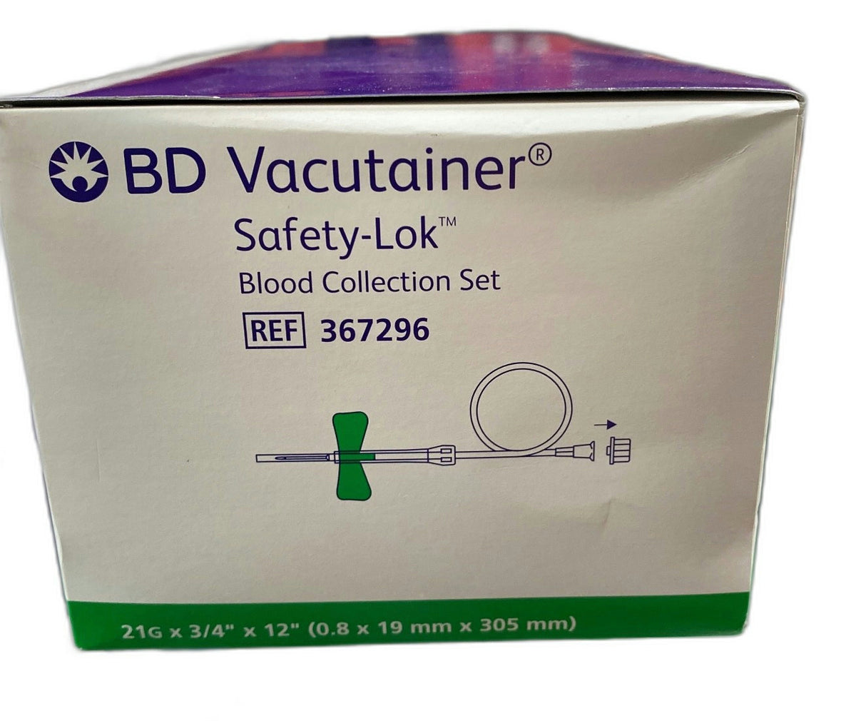 367296 - BD - Bd Vacutainer® Safety-Lok™ Blood Collection Set 21X.75 12 W/O Luer, (BX/50)