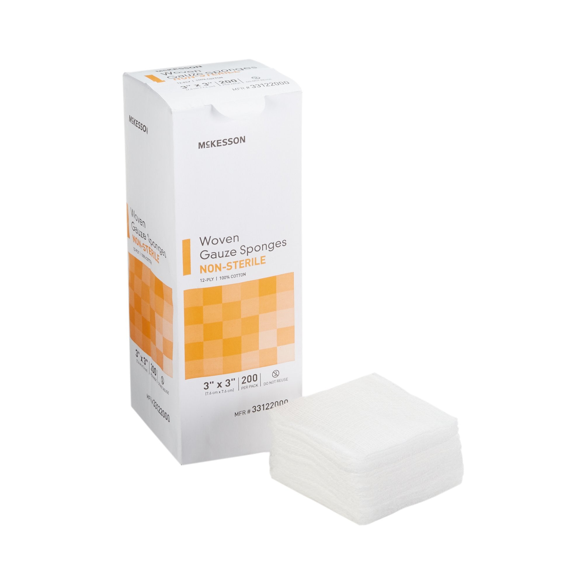 373776 - McKesson - McKesson Gauze Sponge 3 X 3 in 12-Ply NonSterile , 33122000, Case of 4000, (CS)