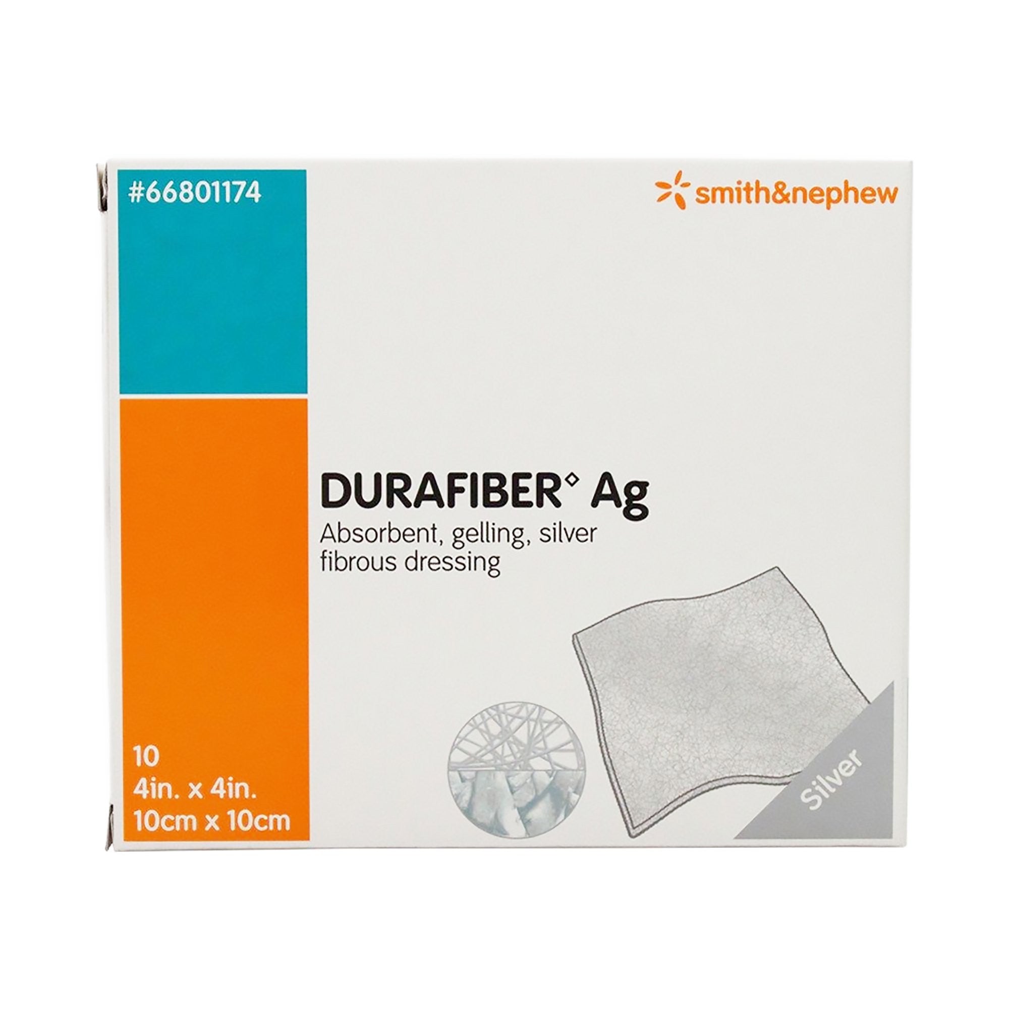 862627 - Durafiber - Durafiber Ag Silver Gelling Fiber Dressing 4 X 4 Inch Square Sterile, 66801174, Pack of 1, (EA)