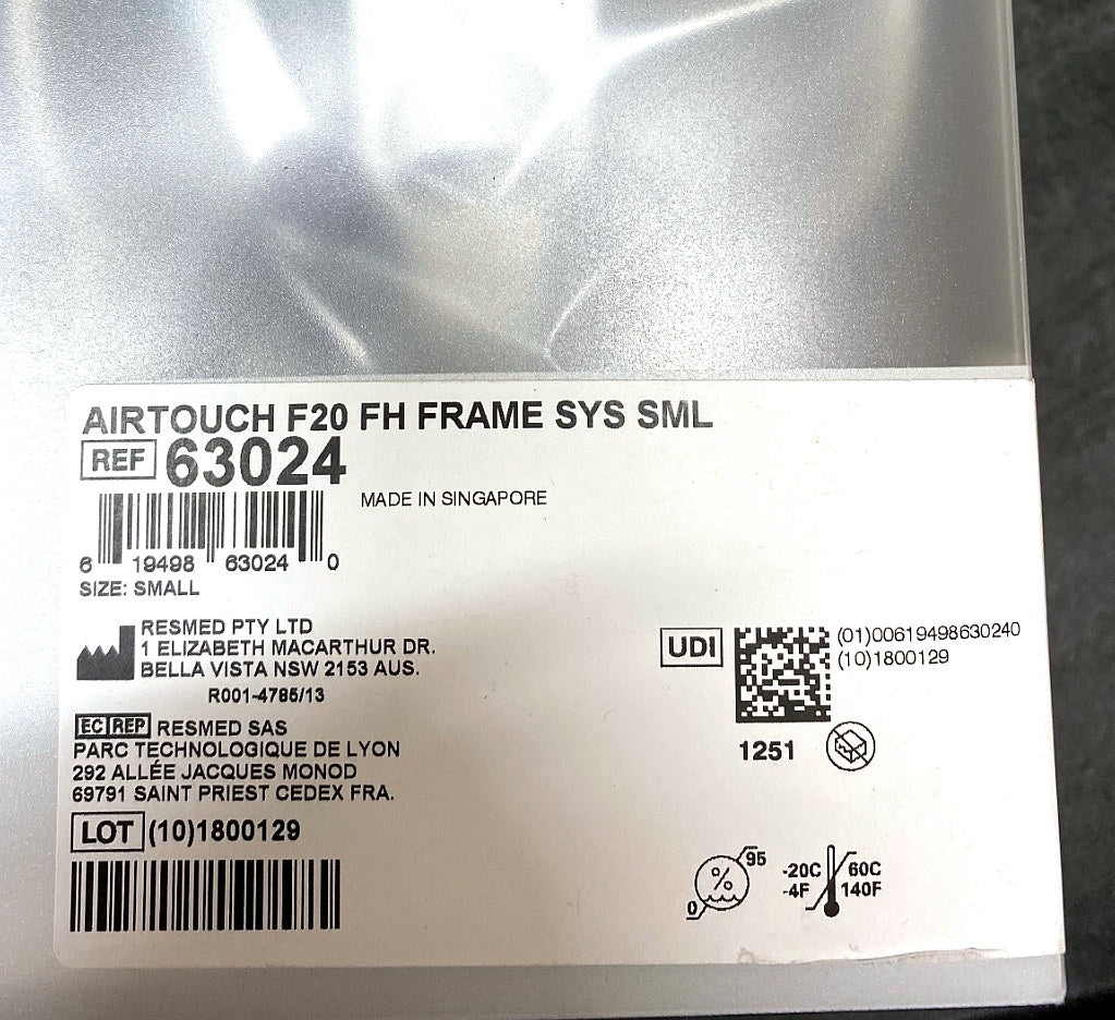 63024 - RESMED - AirTouch F20 FH Frame Sys SML, (BX/1)