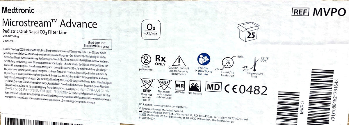 MVPO - MEDTRONIC - Pediatric Oral-Nasal Filter Line with O2 Tubing, Short-term use: Procedural/Emergency, (BX/25)