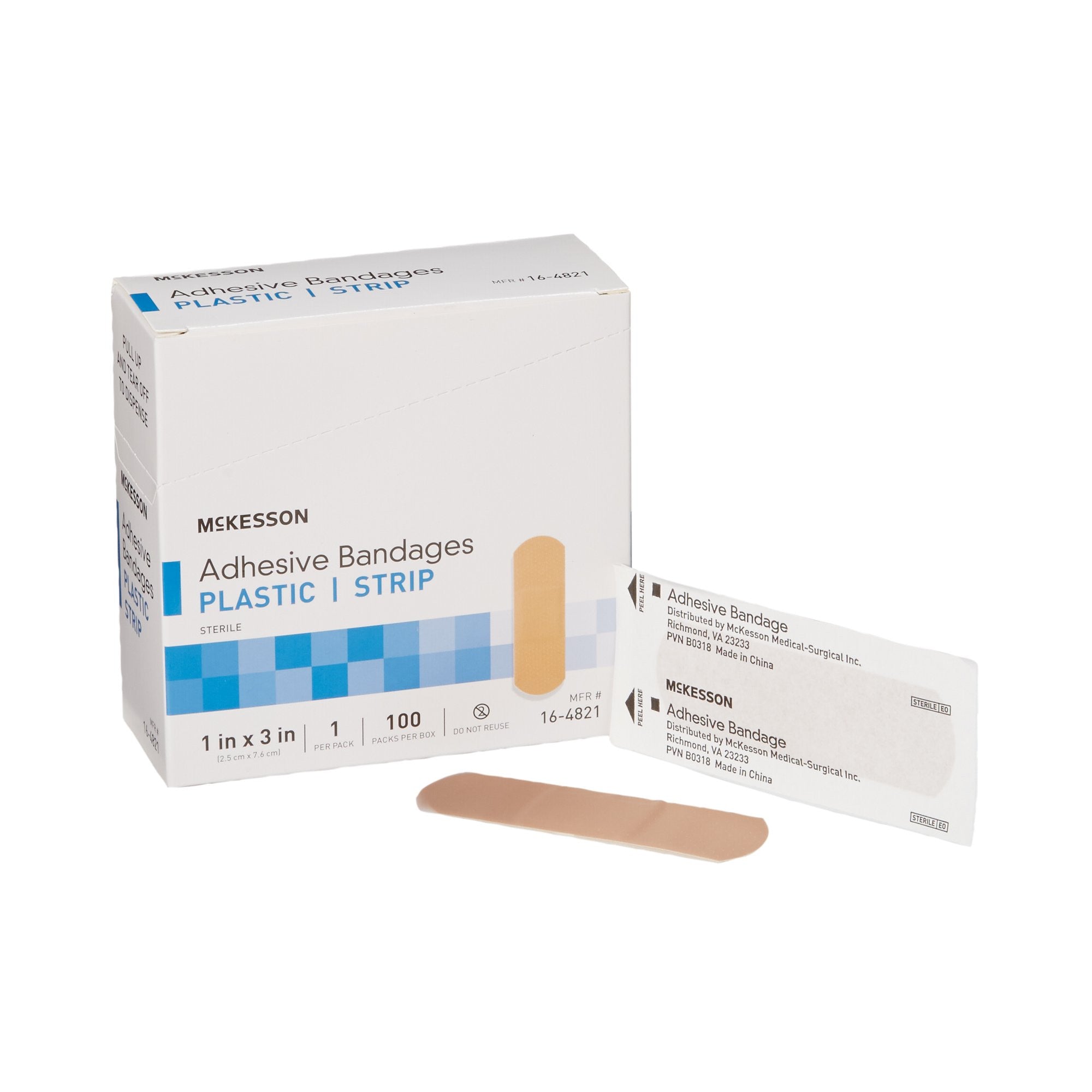 466878 - McKesson - McKesson Adhesive Strip Plastic Tan 1 X 3 Inch Sterile, 16-4821, Case of 2400, (CS)