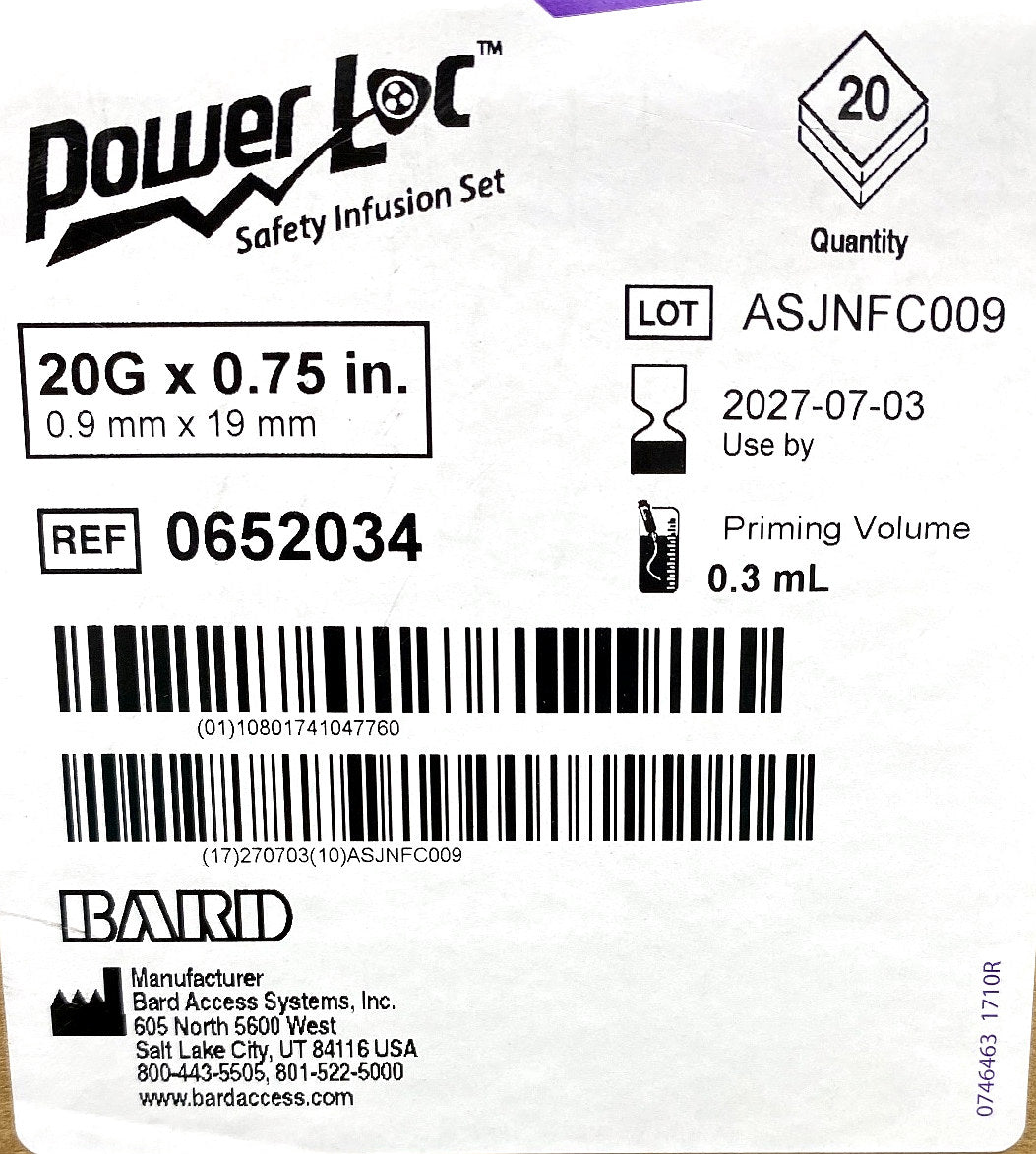 6520034 - BARD - Safety infusion set, (BX/20)