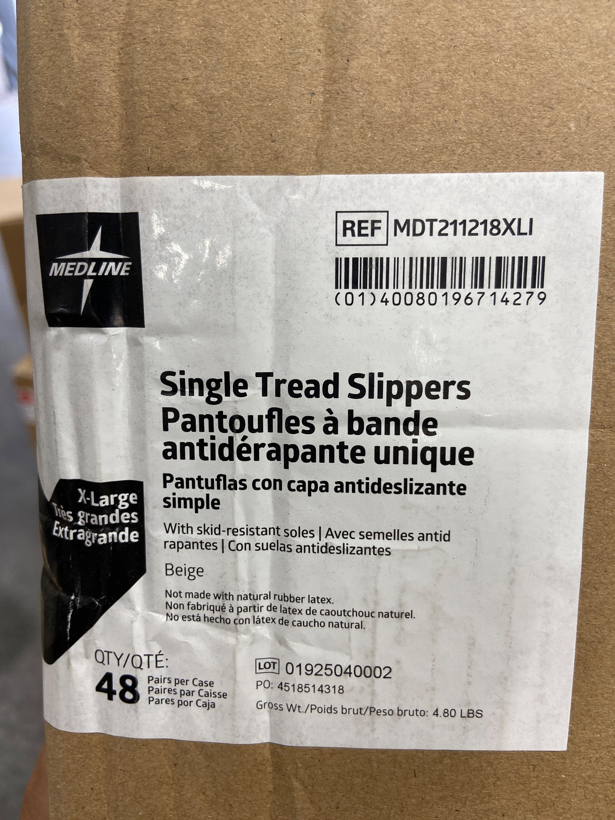 MDT211218XLI - MEDLINE - Single tread slippers, (BX/48)