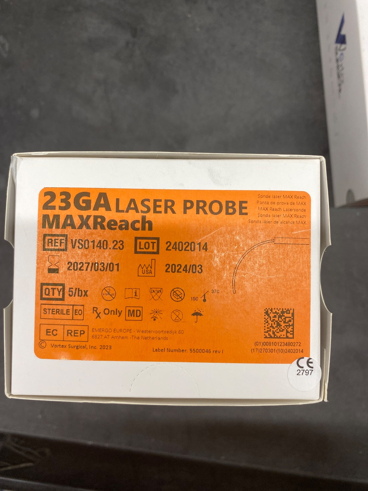 VS0140.23 - VORTEX SURGICAL - 23ga MAX Reach Laser Probe, (BX/5)
