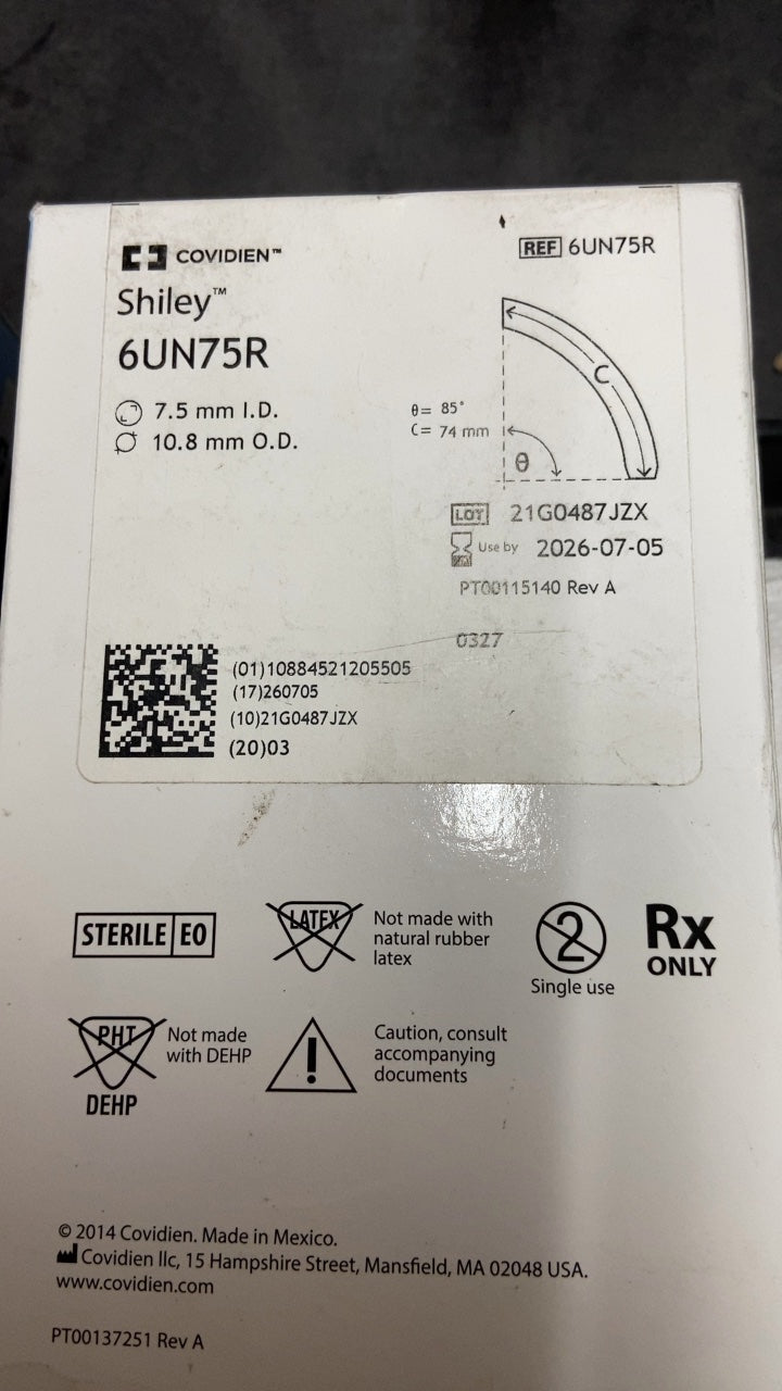 6UN75R - COVIDIEN - Shiley 6UN75R 7.5 mm I.D. 10.8 mm O.D., (BX/1)