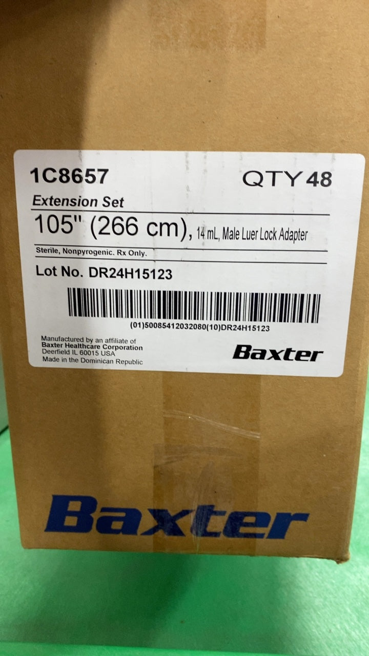1C8657 - BAXTER - Extension Set 105" (266 cm), 14 mL, Male Luer Lock Adapter, (BX/48)