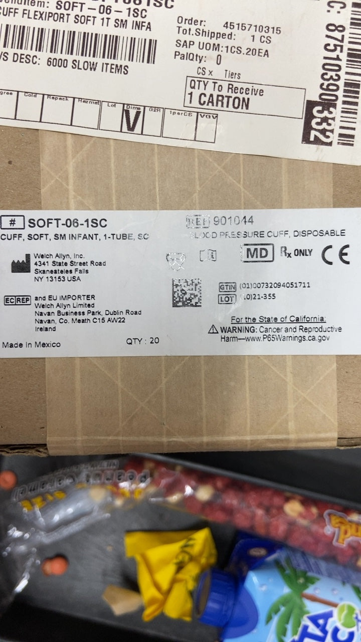 901044 - WELCH ALLYN - CUFF TL DISP,VINYL,NEGD,1TUBE,MML BLOOD PRESSURE CUFF DISPOSABLE, (BX/20)