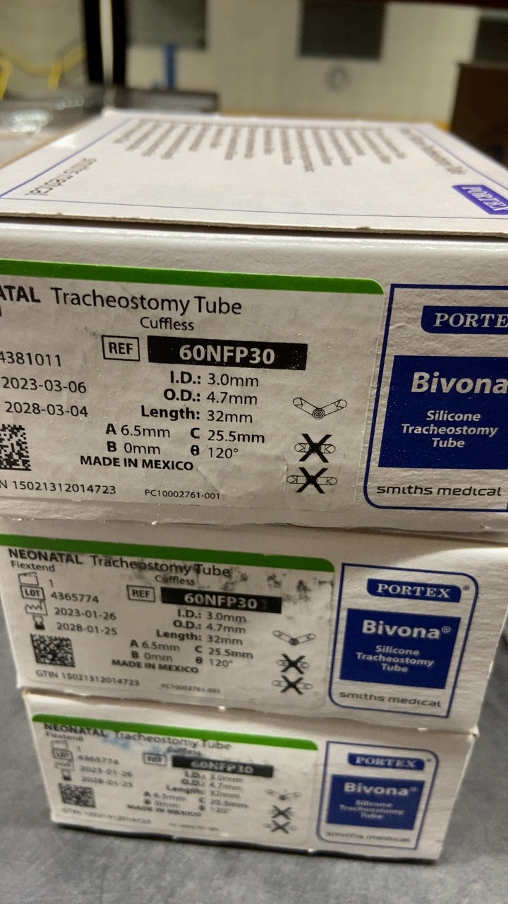 60NFP30 - SMITHS MEDICAL - Medical Bivona FlexTend Uncuffed Tracheostomy Tubes - FlexTend Plus Trach Tube, Neonatal, 3 mm, (BX/1)