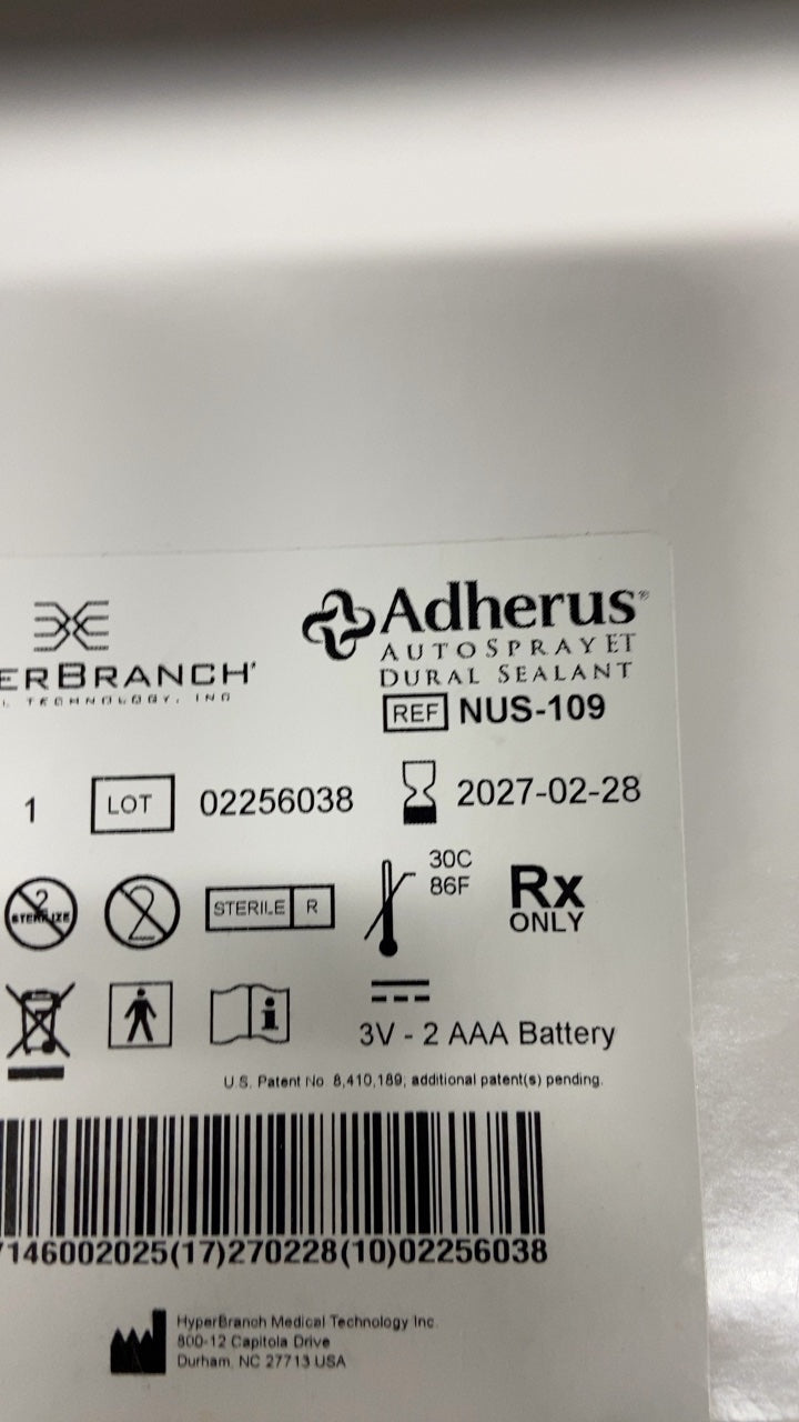 NUS-109 - HYPERBRANCH MEDICAL - Adherus Autospray Et Dural Sealant (Temp Sensitive), (BX/1)