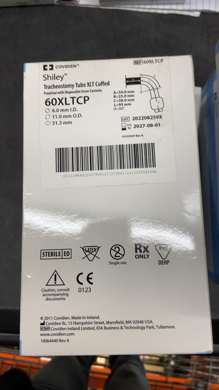 60XLTCP - COVIDIEN - Shiley Tracheostomy Tube XLT Cuffed Proximal with Disposable Inner Cannula, (BX/1)