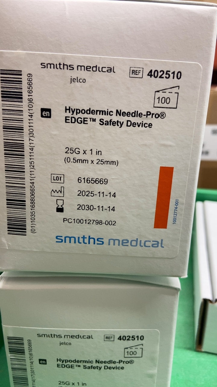 402510 - SMITHS MEDICAL - Hypodermic Needle-Pro® EDGE™ Safety Device 25G x 1 in (0.5mm x 25mm), (BX/100)