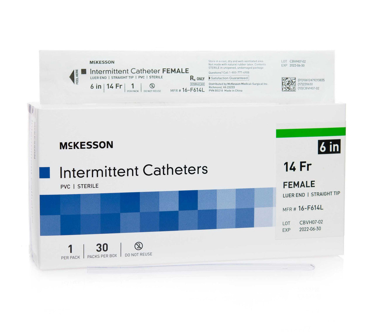1020816 - McKesson - Urethral Catheter McKesson Straight Tip Uncoated PVC 14 Fr. 6 in, 16-F614L Case of 300, (CS)