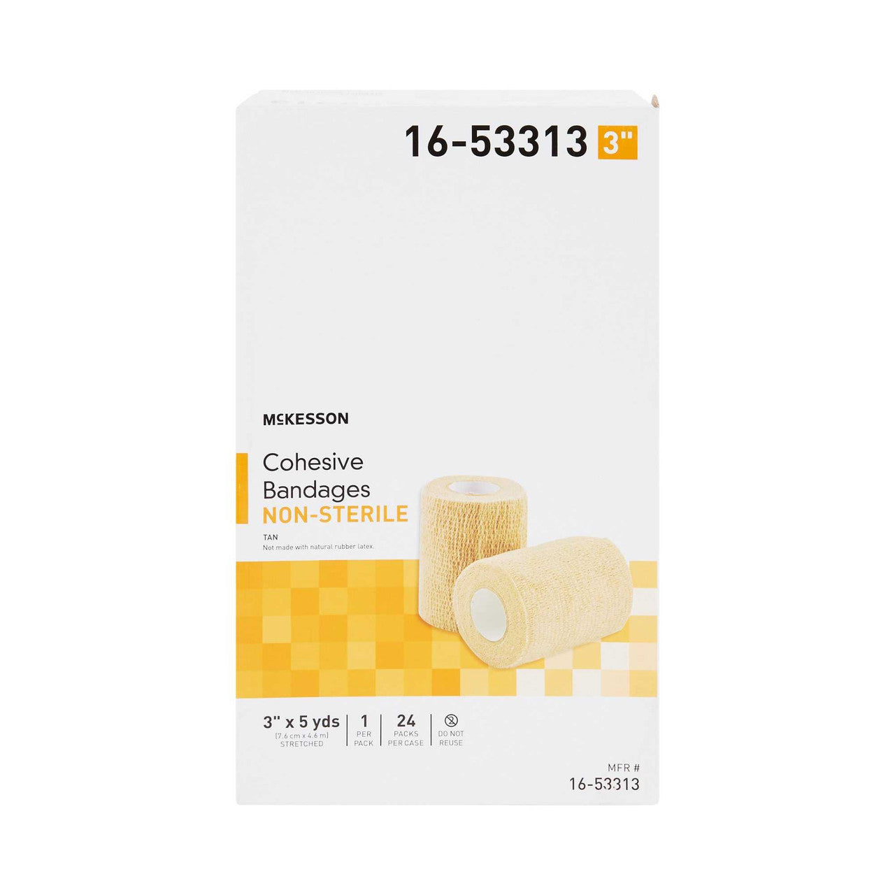 520552 - McKesson - Cohesive Bandage McKesson 3 Inch x 5 Yard Self-Adherent Closure Tan NonSterile Standard Compression 16-53313 Case of 24, (CS)