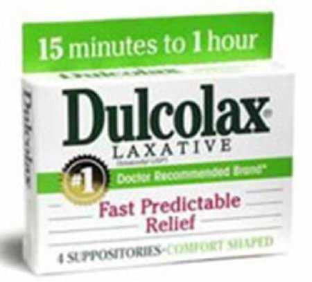 1046245 - Dulcolax - Laxative Dulcolax Suppository 8 10 mg Strength Bisacodyl USP Box of 1, (BX)