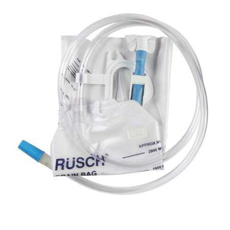 485178 - Rusch - Rusch 2L Urinary Drain Bag with Anti-Reflux Valve, Hook Hanger and 48'' Tubing, Sterile, Box of 20, (BX)