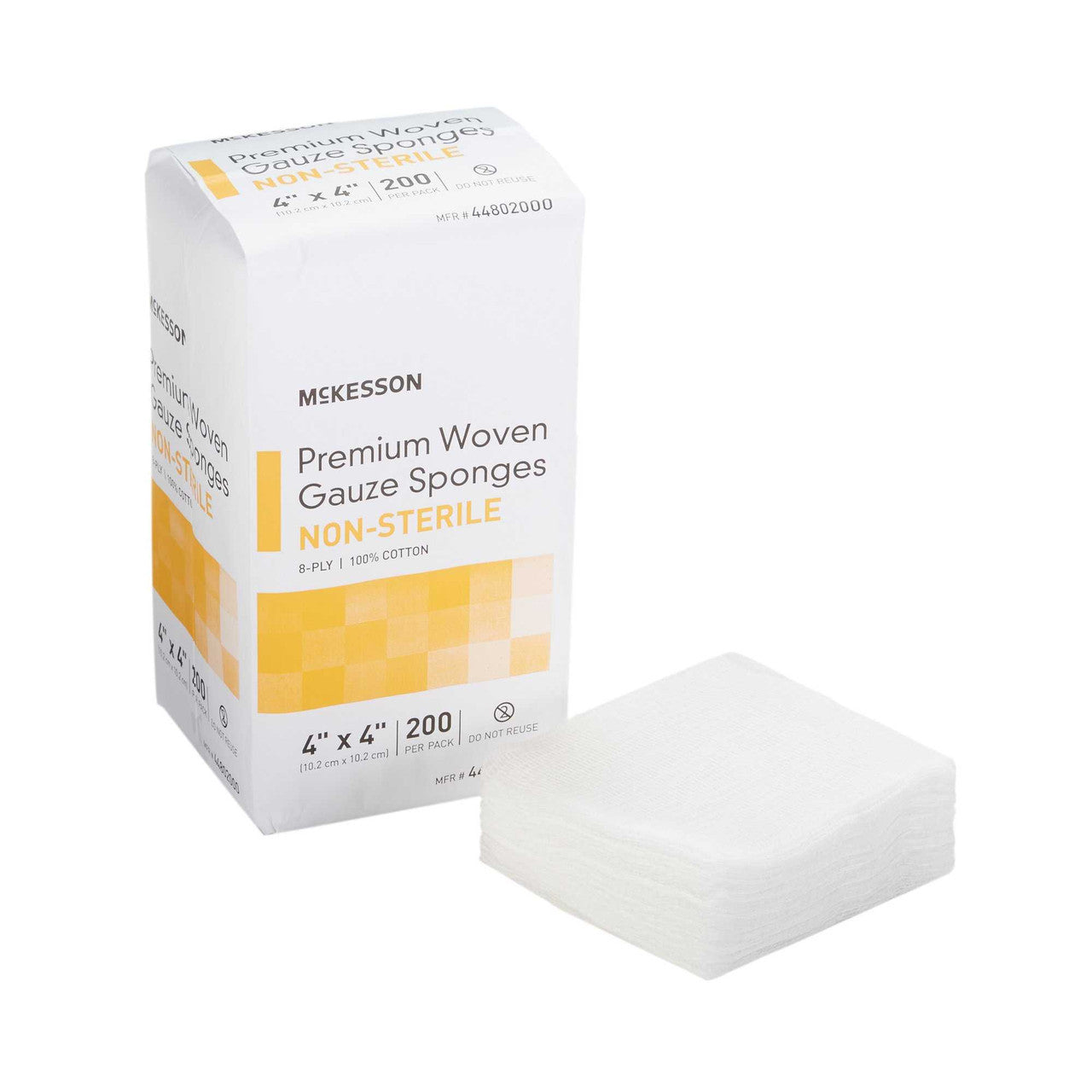 446041 - McKesson - McKesson Gauze Sponge H-Fold 4 x 4'', Cotton, 8-Ply, NonSterile, 200 per Pack, Sample Pack of 200, (PK)