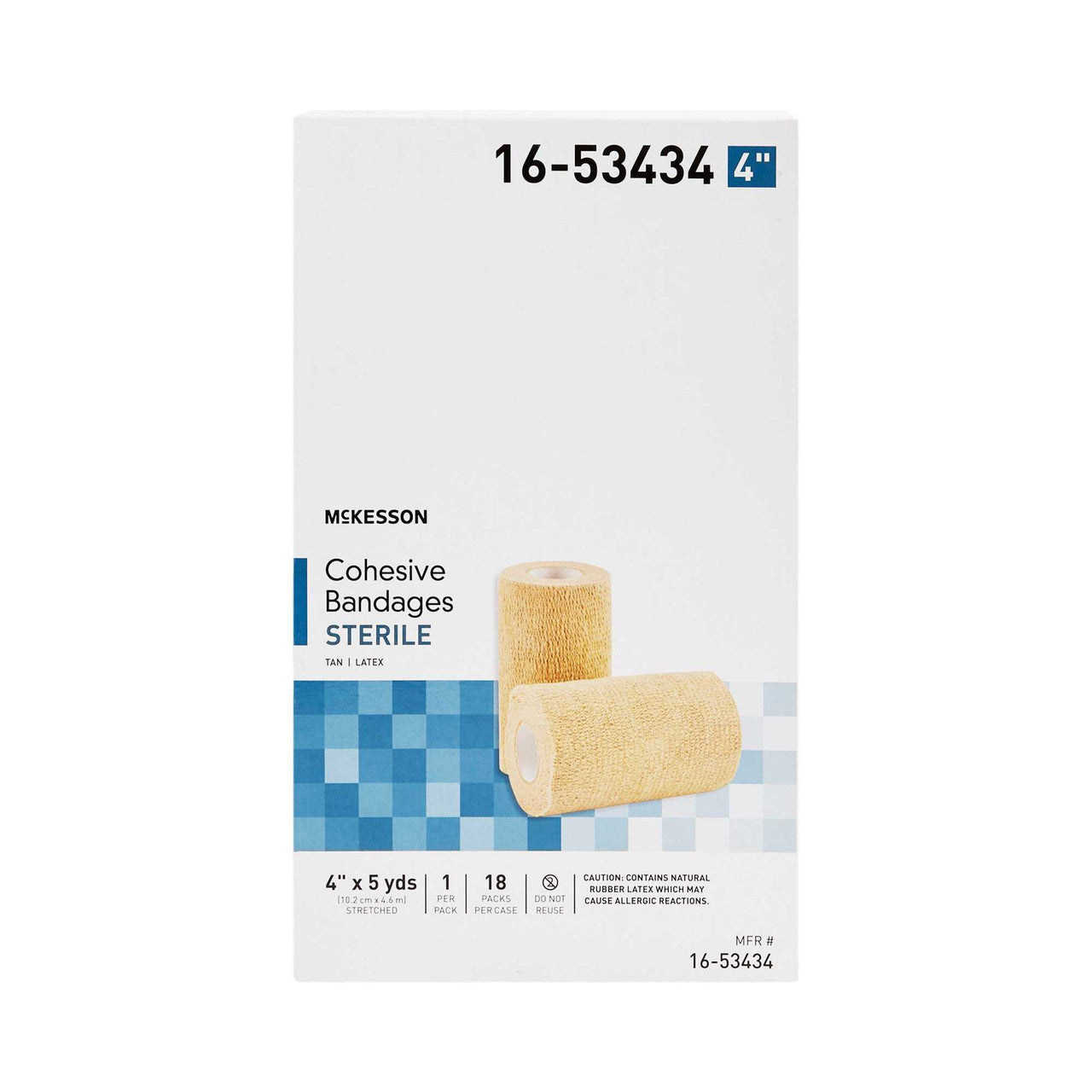 520556 - McKesson - Cohesive Bandage McKesson 4 Inch x 5 Yard Self-Adherent Closure Tan Sterile Standard Compression 16-53434 Case of 18, (CS)