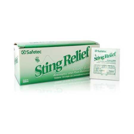 996218 - Safetec - Sting and Bite Relief Safetec Towelette Individual Packet 52014 Box of 150, (BX)