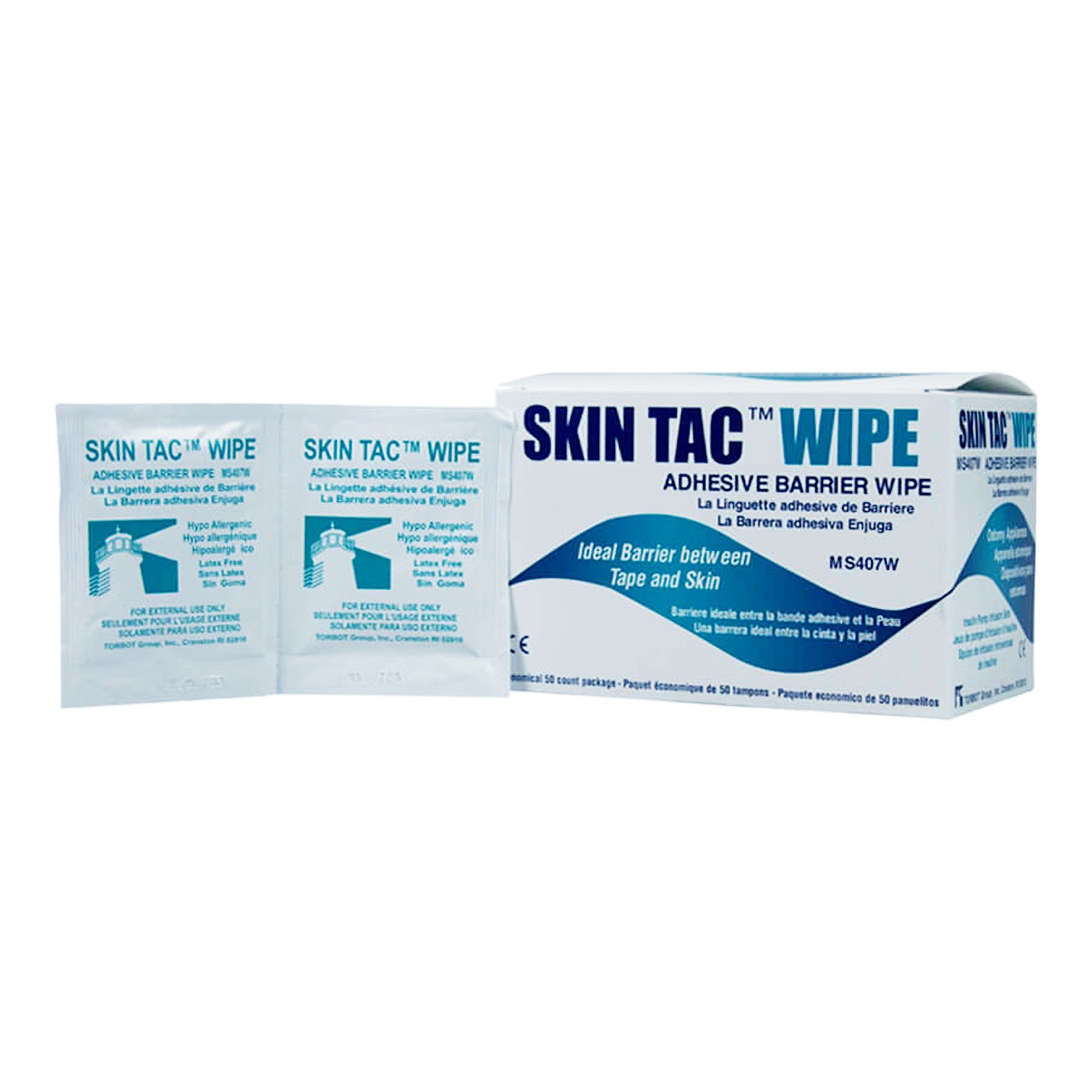 698908 - Skin Tac - Skin Tac Skin Barrier Wipe 78 to 82% Strength, Individual Packet, MS407-W, Box of 50, (BX)