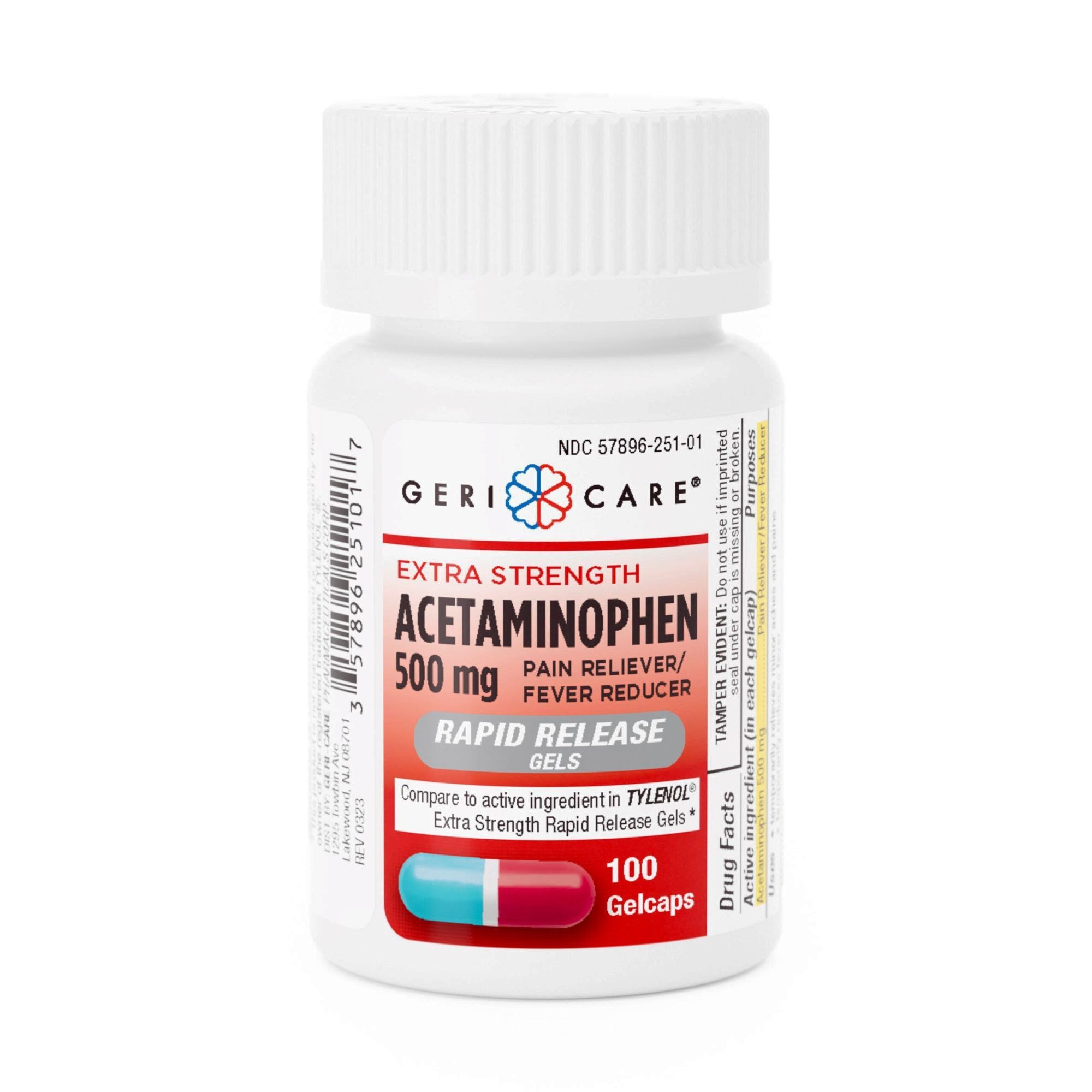 555690 - Geri-Care - Geri-Care Pain Relief 500 mg Strength Acetaminophen Gelcap , 251-01-GCP, Case of 12, (CS)