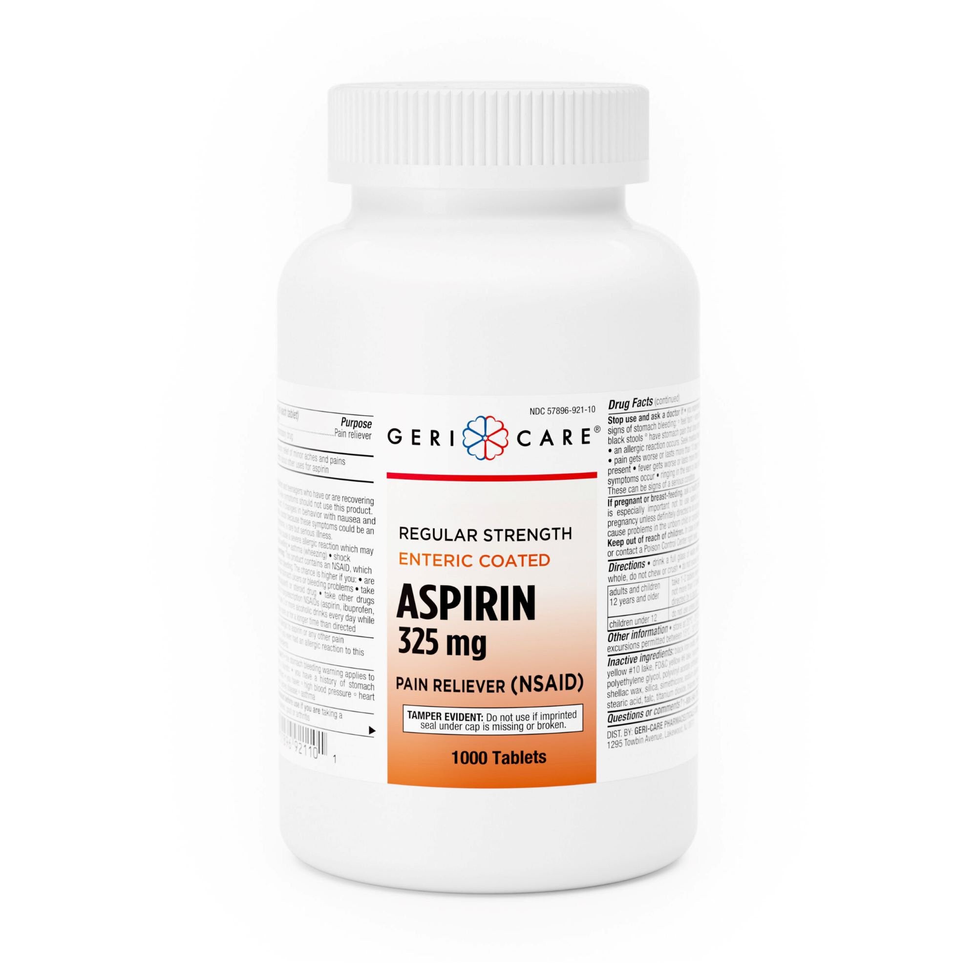 633790 - Geri-Care - Geri-Care Pain Relief 325 mg Strength Aspirin Tablet 1,000 per Bottle, 921-10-GCP, Bottle of 1, (BT)