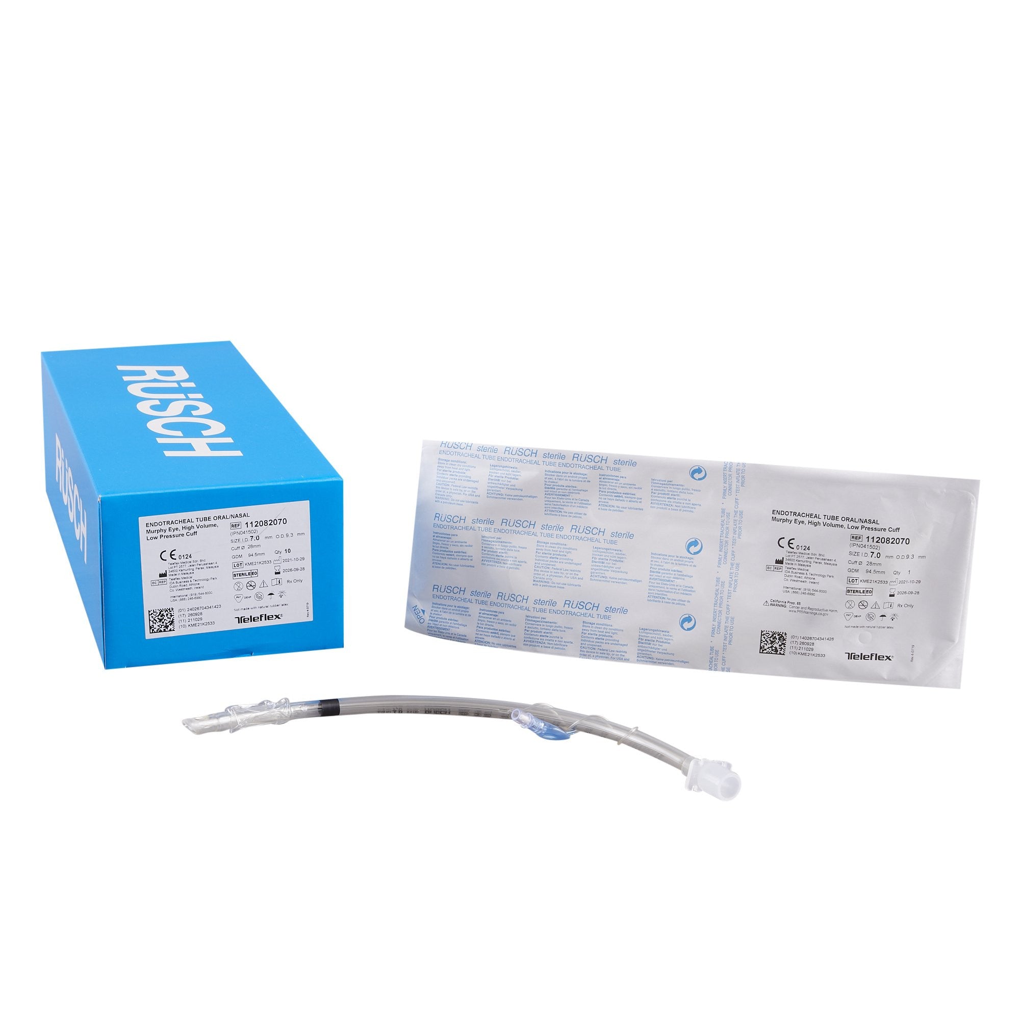 130596 - Safety Clear - Safety Clear Plus Cuffed Endotracheal Tube 320 mm Length Curved 7.0 mm Adult Murphy Eye, 112082070, Pack of 1, (EA)