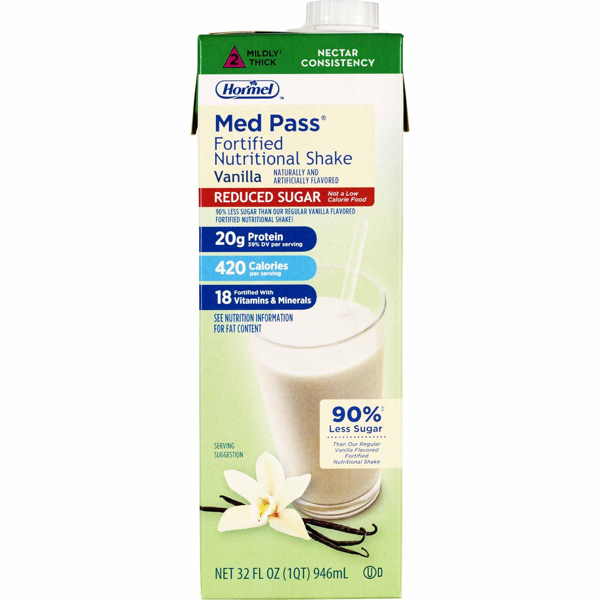 1016362 - Med Pass - Oral Supplement Med Pass Reduced Sugar Vanilla Flavor Liquid 32 oz. Carton 22649 Case of 12, (CS)