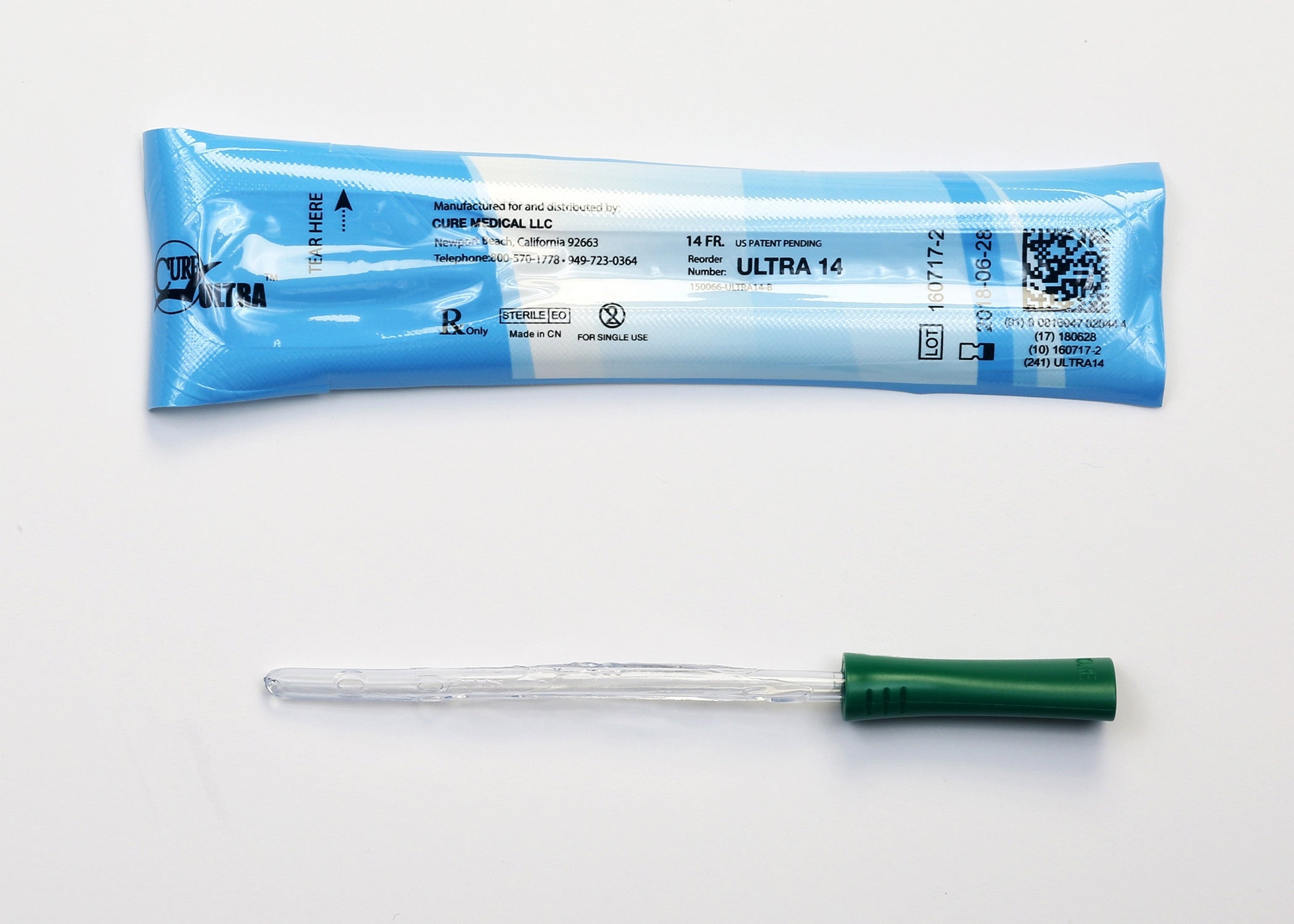 1020190 - Cure - Urethral Catheter Cure Ultra Straight Tip Lubricated PVC 14 Fr. 6 in, ULTRA14 Pack of 1, (EA)