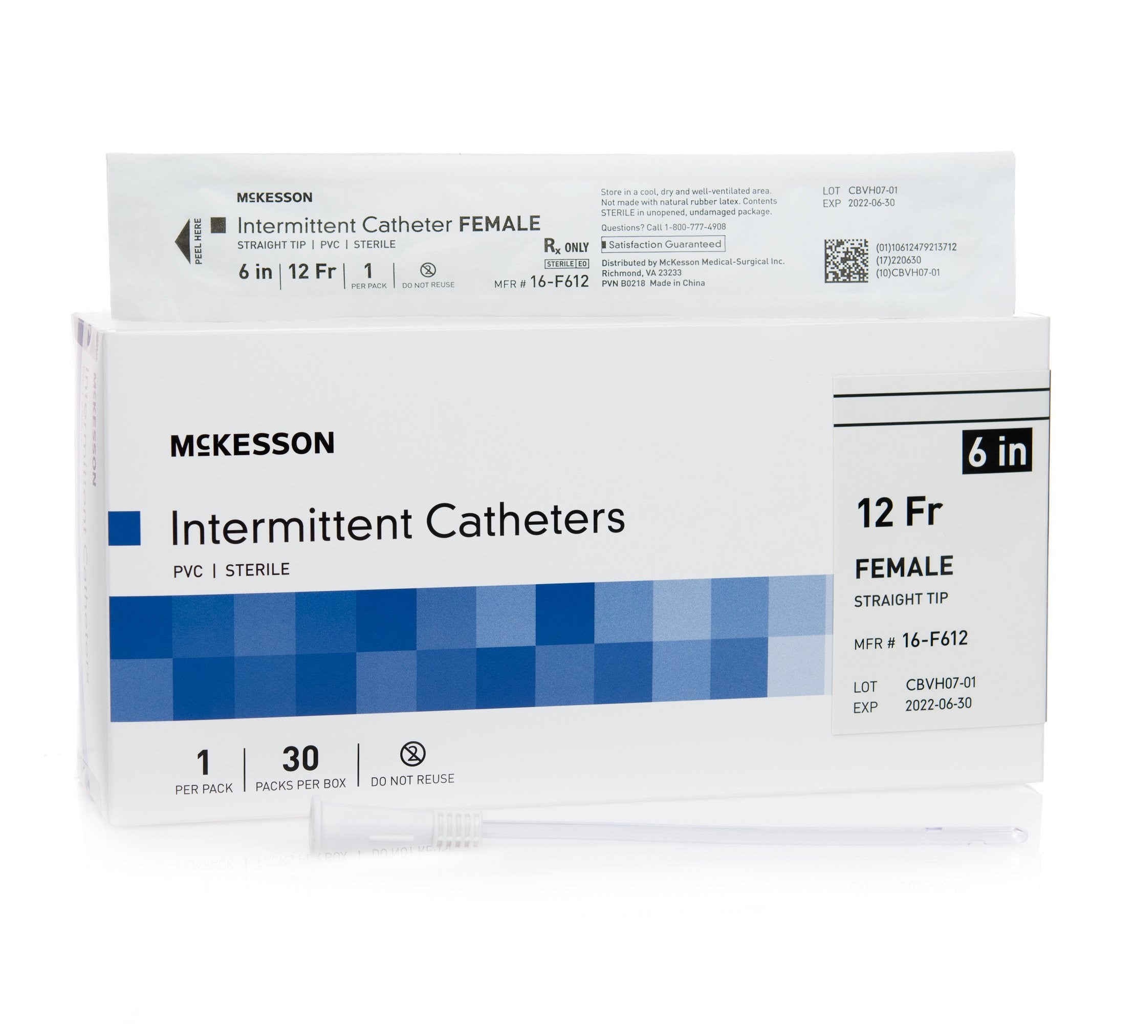 1020812 - McKesson - Urethral Catheter McKesson Straight Tip Uncoated PVC 12 Fr. 6 in, 16-F612 Case of 300, (CS)