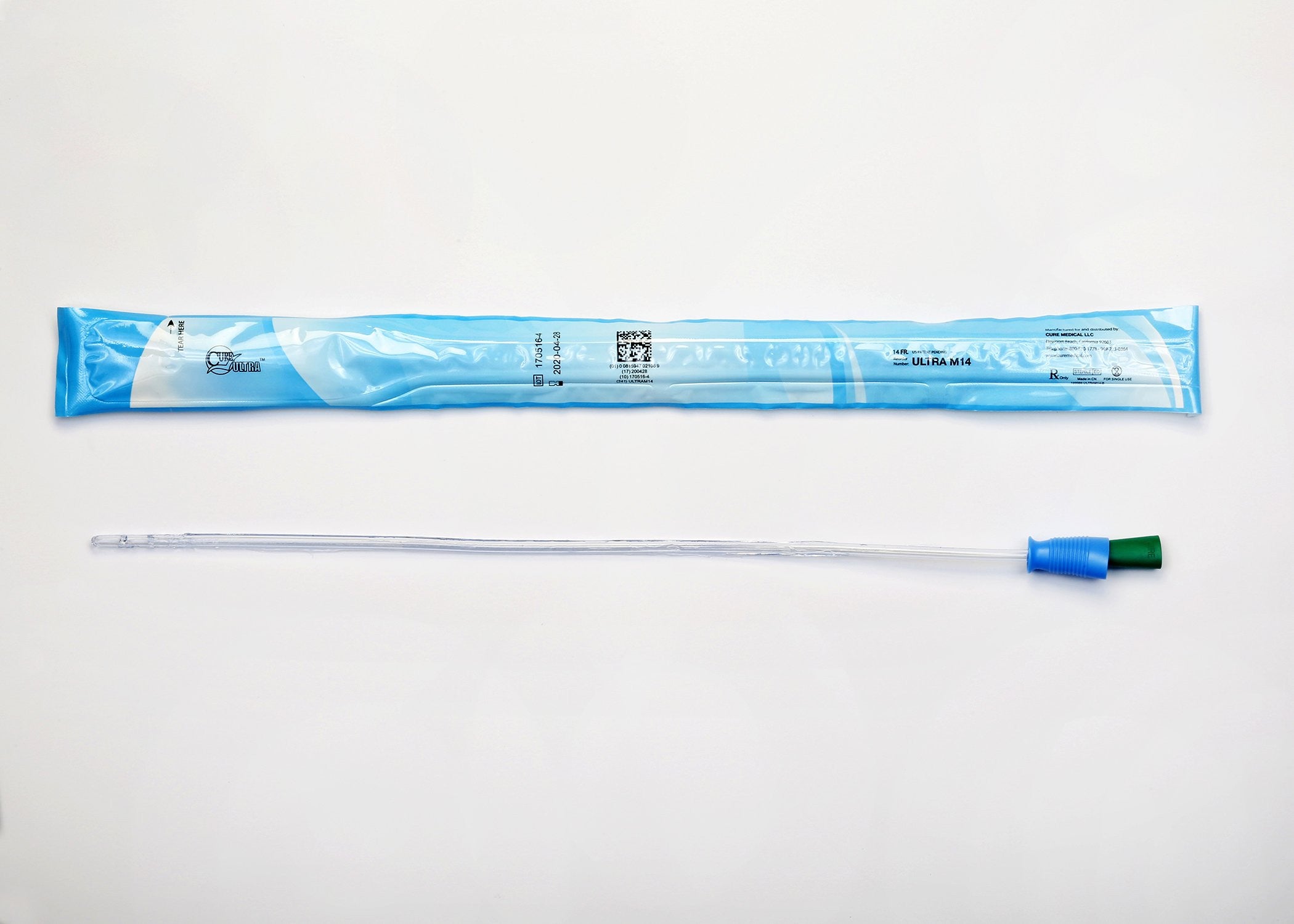 1058060 - Cure - Cure Ultra 16'' Unisex Lubricated Urethral Catheter, 14 Fr., Straight Tip, Pack of 1, (EA)