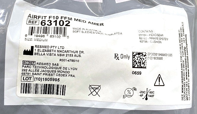 63102 - RESMED - AIRFIT F10 FFM MED, (EA/1)