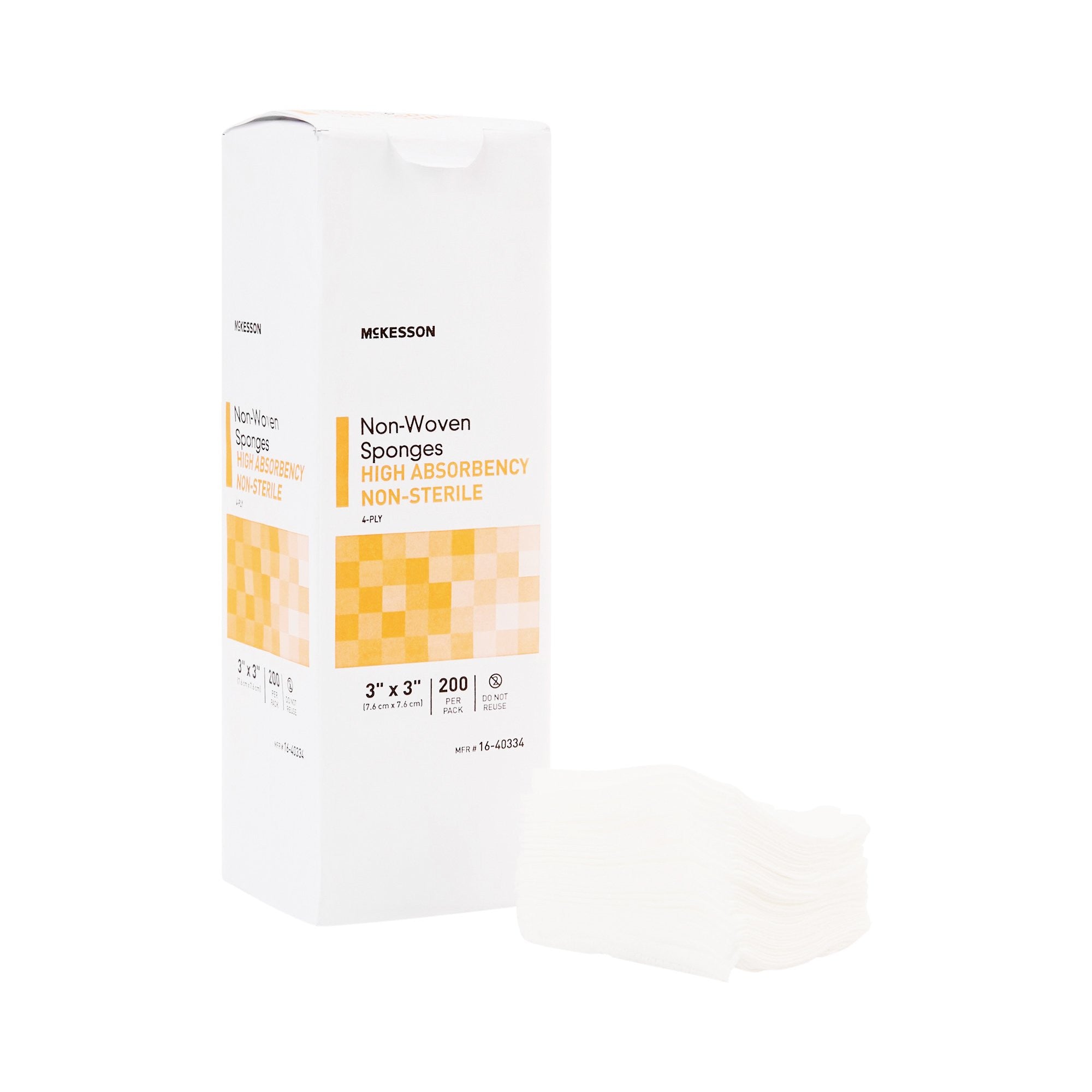 482413 - McKesson - McKesson Nonwoven Sponge 3 X 3 in 4-Ply NonSterile , 16-40334, Case of 20, (CS)