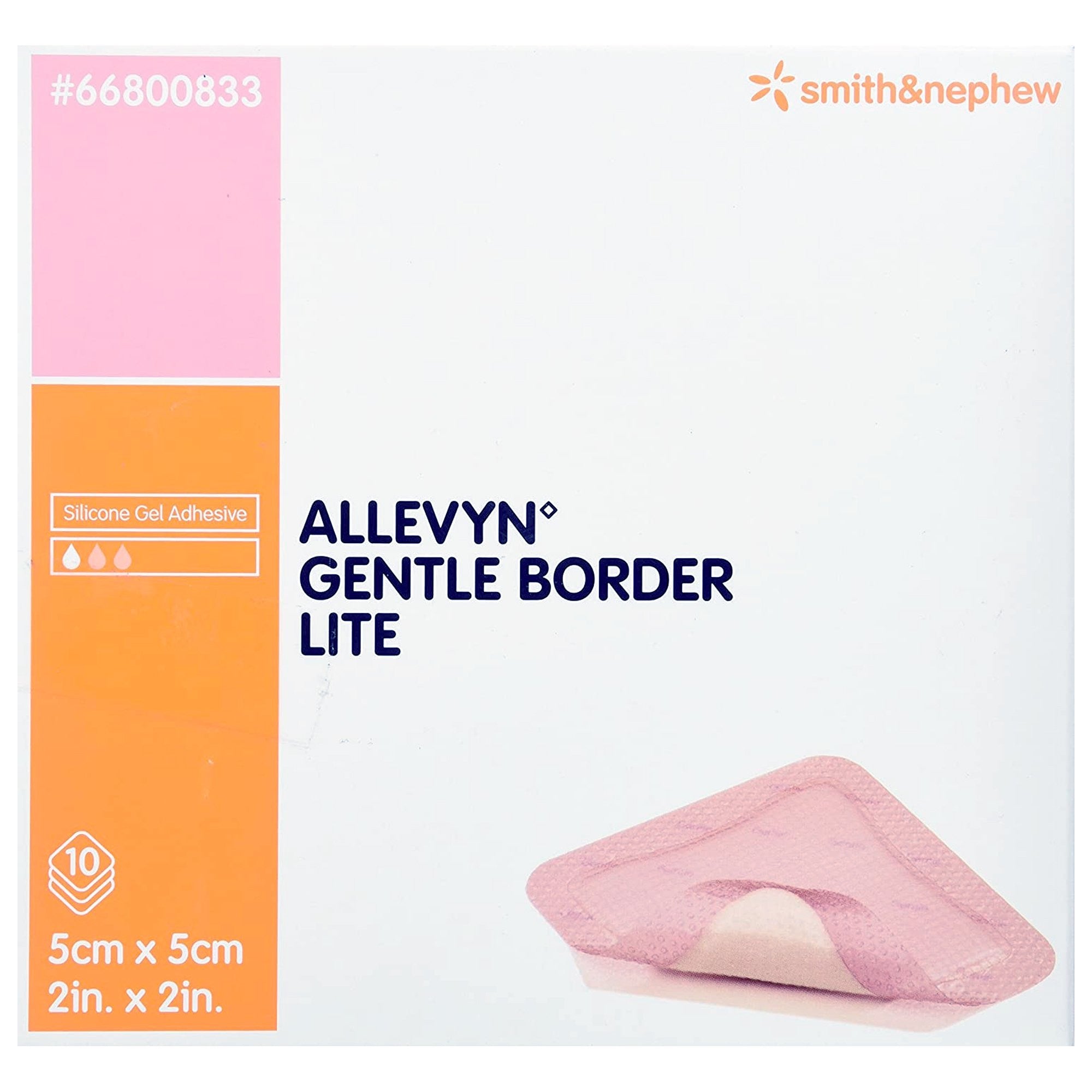 774549 - Allevyn - Allevyn Gentle Border Lite Thin Foam Dressing 2 X 2 Inch With Border Film Backing Silicone Gel Adhesive Square Sterile, 66800833, Case of 60, (CS)