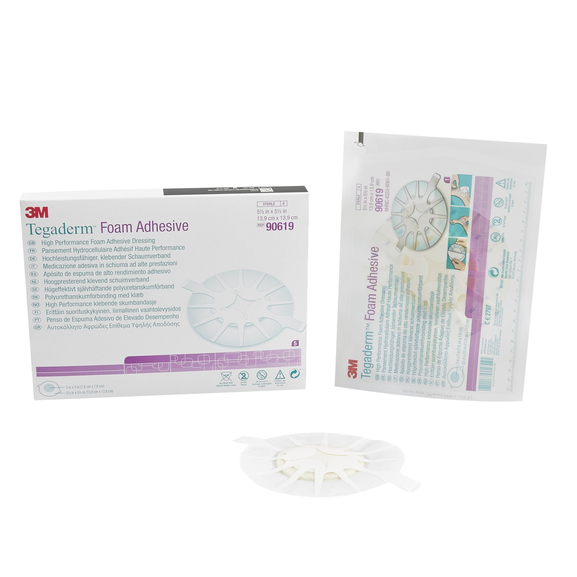 472010 - Tegaderm - 3M Tegaderm High Performance Foam Dressing 5-1/2 X 5-1/2 Inch With Border Film Backing Acrylic Adhesive Heel Sterile, 90619, Case of 20, (CS)