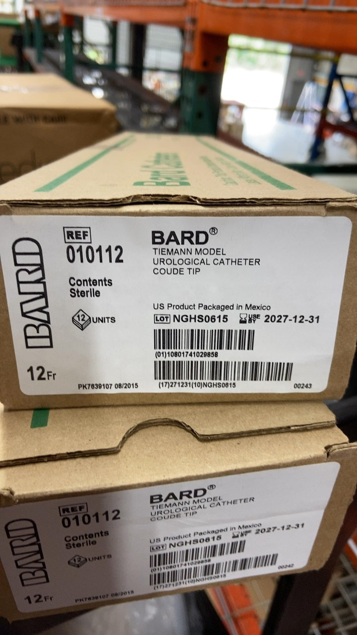 10112 - BARD - Bard Tiemann Model Urological Catheter, Coude Tip, 12 Fr, Sterile, (BX/12)
