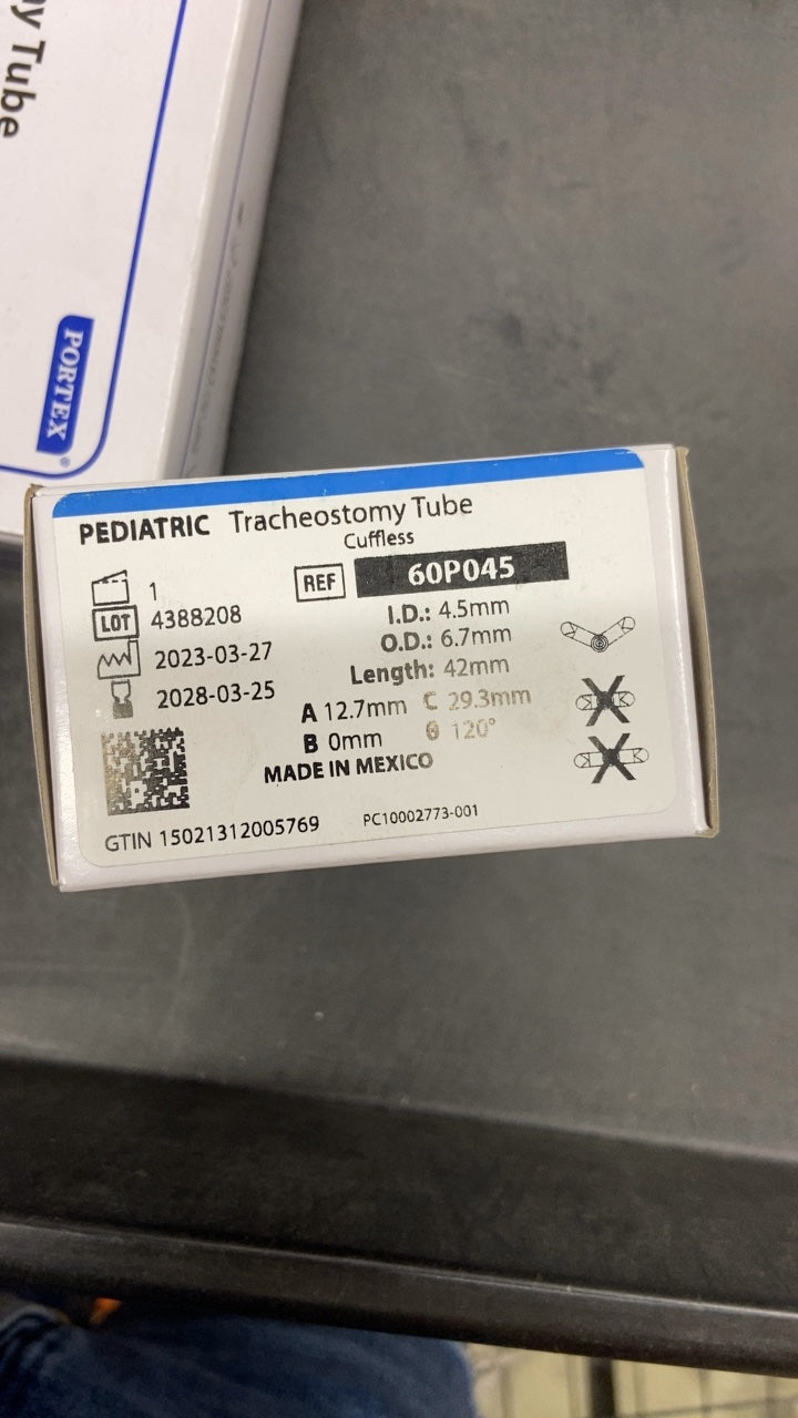 60P045 - SMITHS MEDICAL - Bivona Uncuffed Trach Tubes - Trach Tube, Pediatric, Uncuffed, 4.5 mm, (BX/1)
