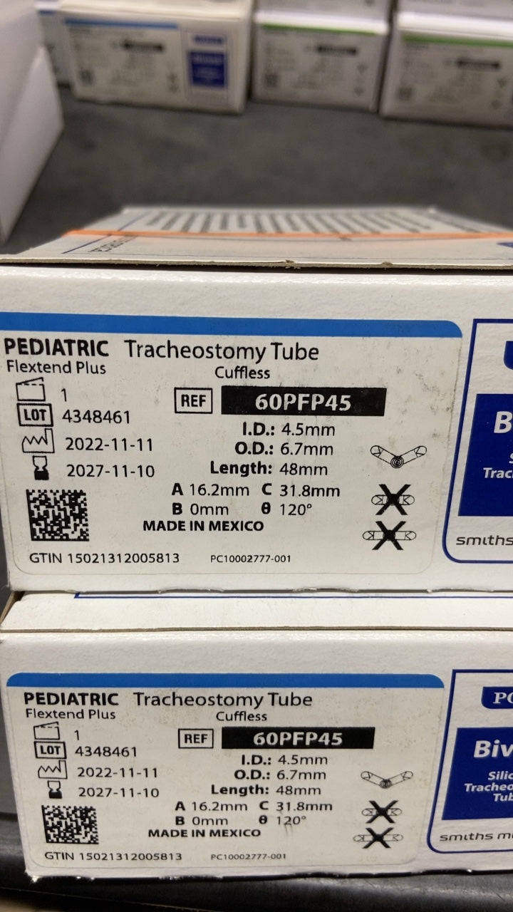 60PFP45 - SMITHS MEDICAL - Medical Bivona FlexTend Uncuffed Tracheostomy Tubes - Flex-10 Plus Trach Tube, 4.5 mm, (BX/1)