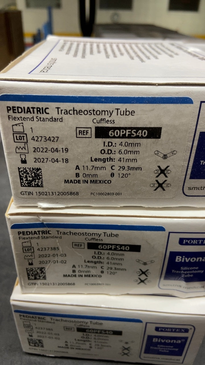 60PFS40 - SMITHS MEDICAL - Medical Bivona FlexTend Uncuffed Tracheostomy Tubes - FlexTend Trach Tube, Pediatric, 4 mm, (BX/1)