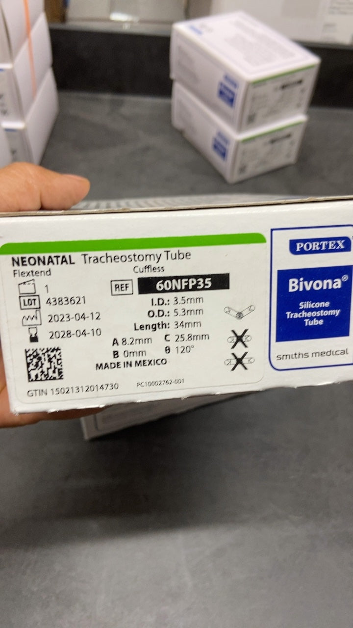 60NFP35 - SMITHS MEDICAL - Medical Bivona FlexTend Uncuffed Tracheostomy Tubes - FlexTend Trach Tube, Neonatal, 3.5 mm, (BX/1)