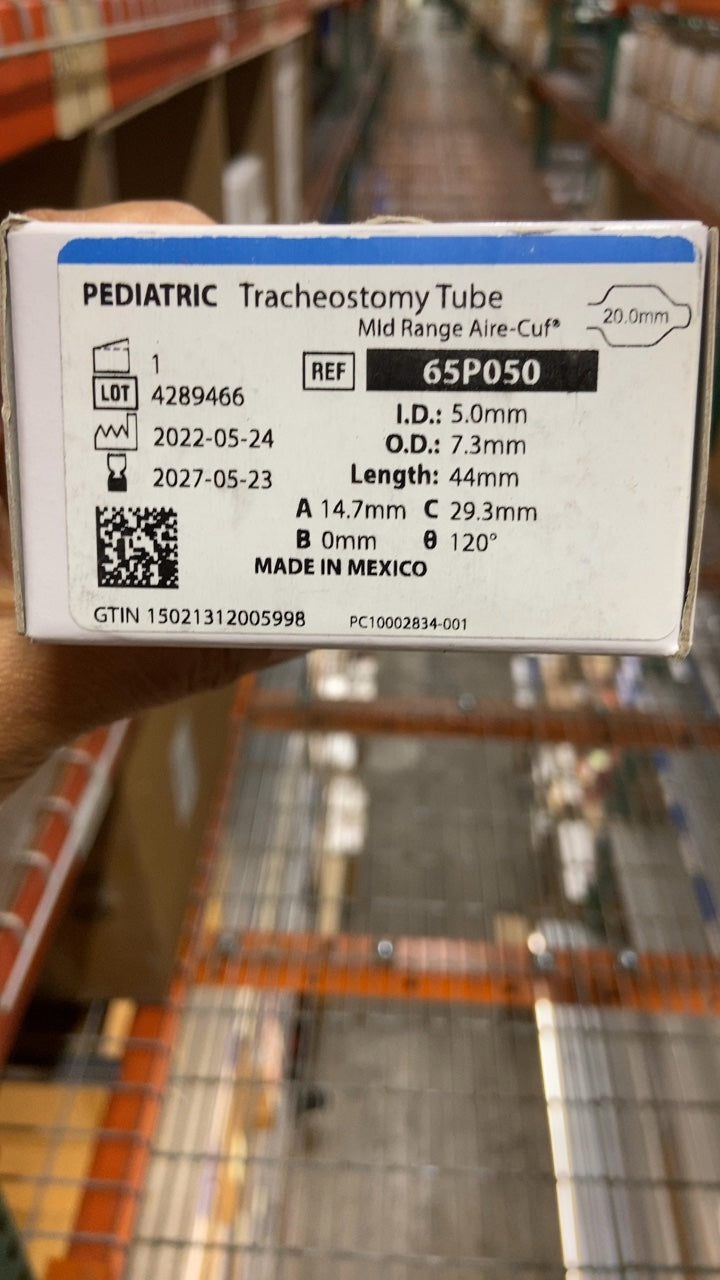 65P050 - SMITHS MEDICAL - Aire-Cuf Neonatal and Pediatric Trach Tube - Aire-Cuf Tracheostomy Tube, Neonatal, 5.0 mm, (BX/1)