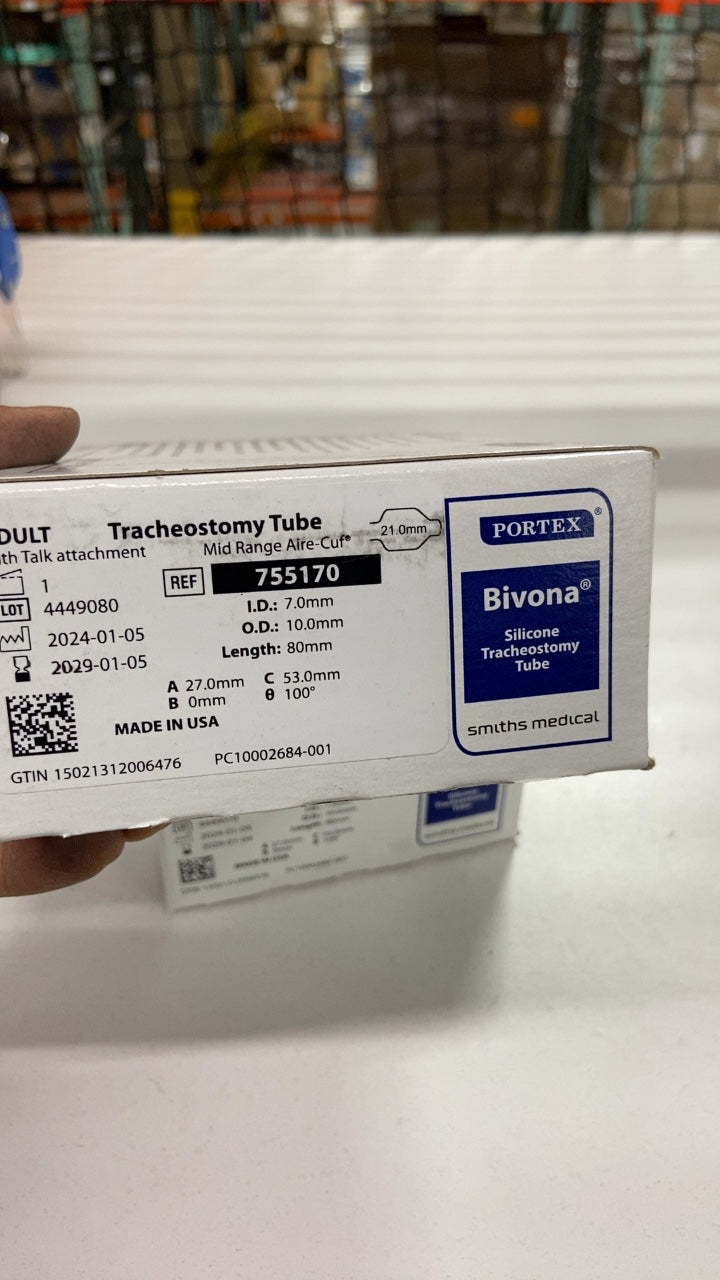 755170 - SMITHS MEDICAL - Tracheostomy Tube Mid Range Aire-Cuf with Talk attachment, (BX/1)
