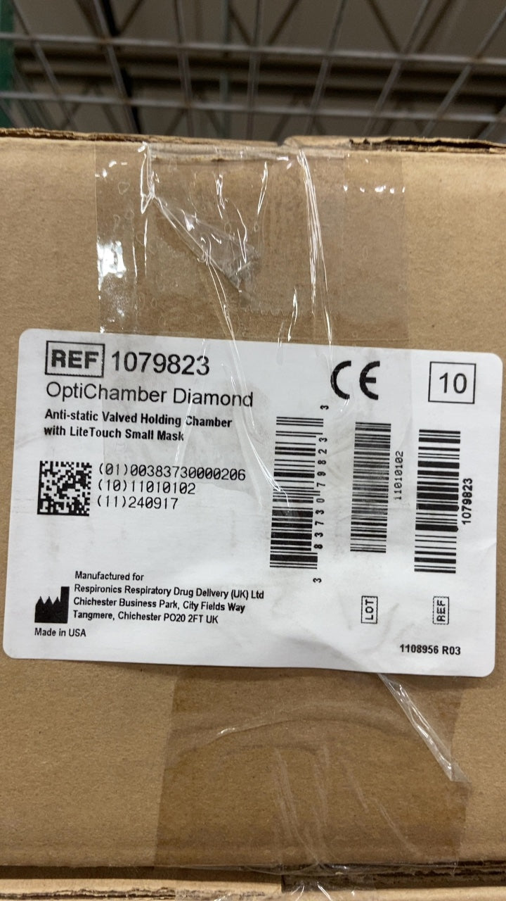 1079823 - RESPIRONICS - OptiChamber Diamond Anti-static Valved Holding Chamber with LiteTouch Small Mask, (CS/10)