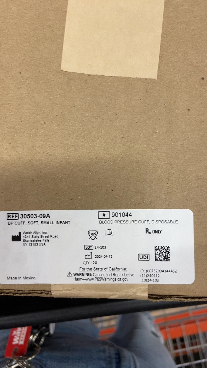 30503-09A - WELCH ALLYN - BP CUFF, SOFT, SMALL INFANT, (BX/20)
