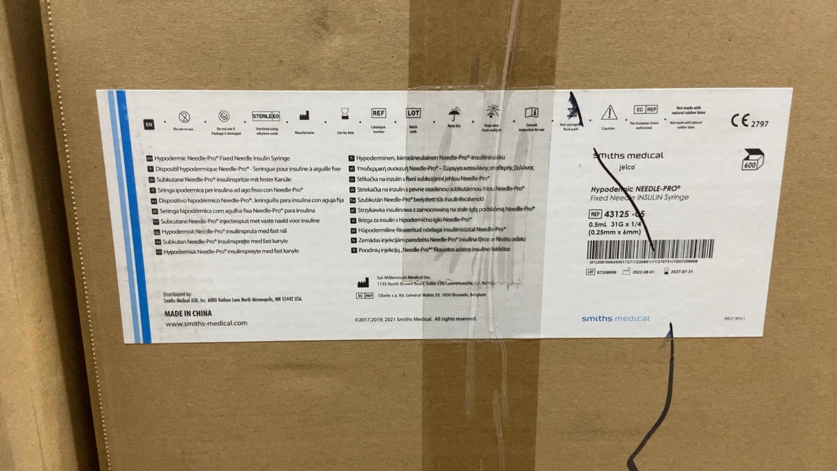 43125-05 - SMITHS MEDICAL - Hypodermic NEEDLE-PRO® Fixed Needle INSULIN Syringe, (CS/600)