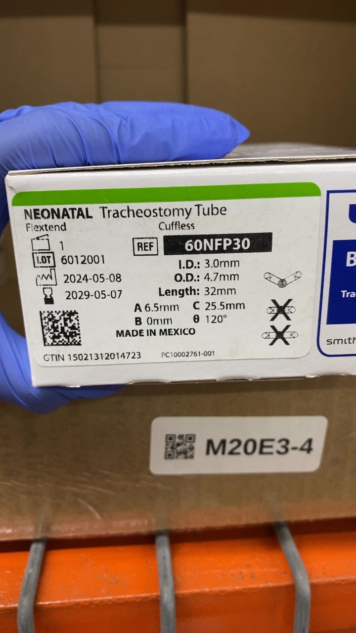 60NFP30 - SMITHS MEDICAL - Medical Bivona FlexTend Uncuffed Tracheostomy Tubes - FlexTend Plus Trach Tube, Neonatal, 3 mm, (BX/1)